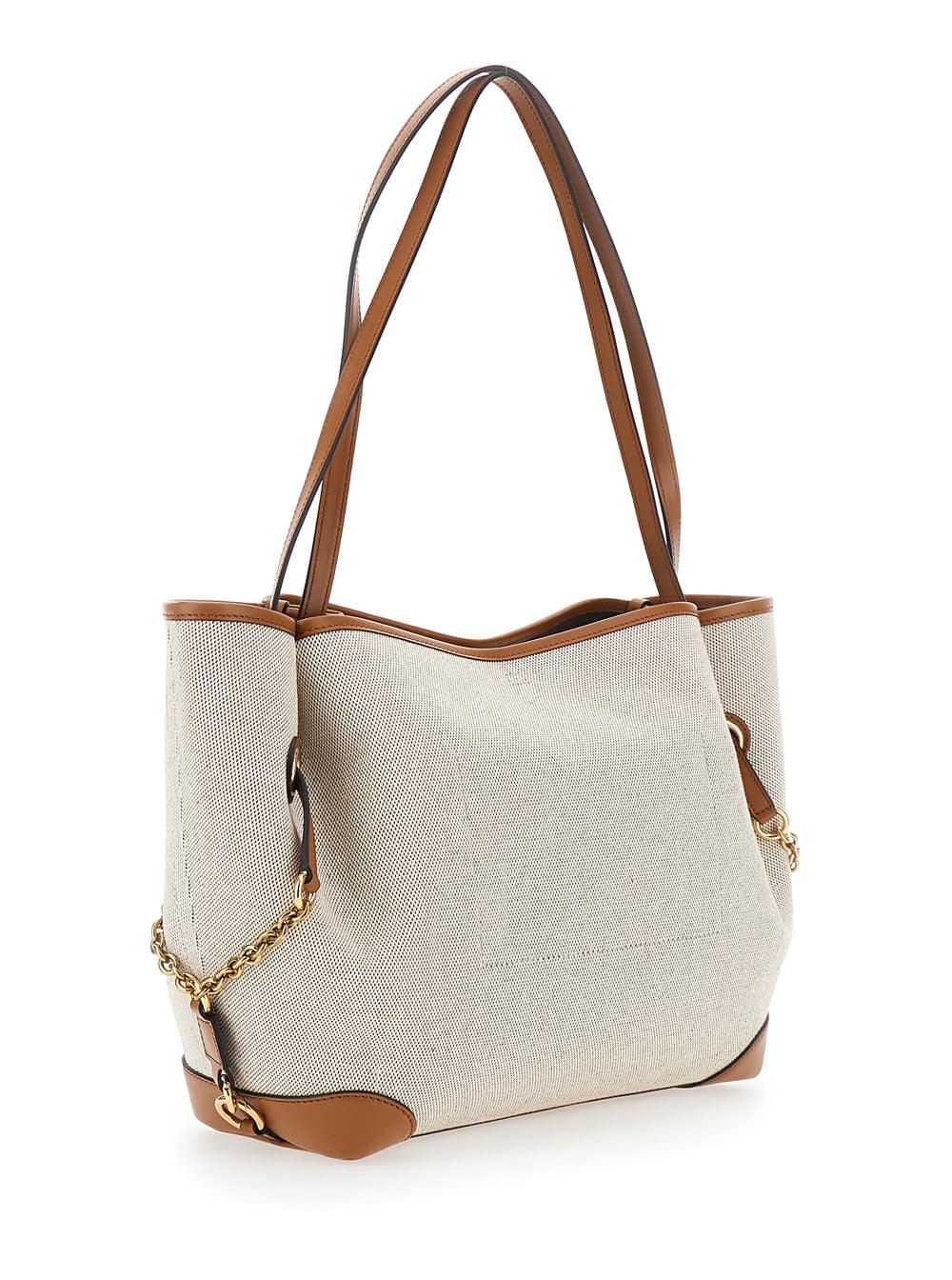 Chloé Women 'Clover' Brown Tote Bag With Logo Lettering On The Front And Magnetic Closure In Cotton For Women CHLOE