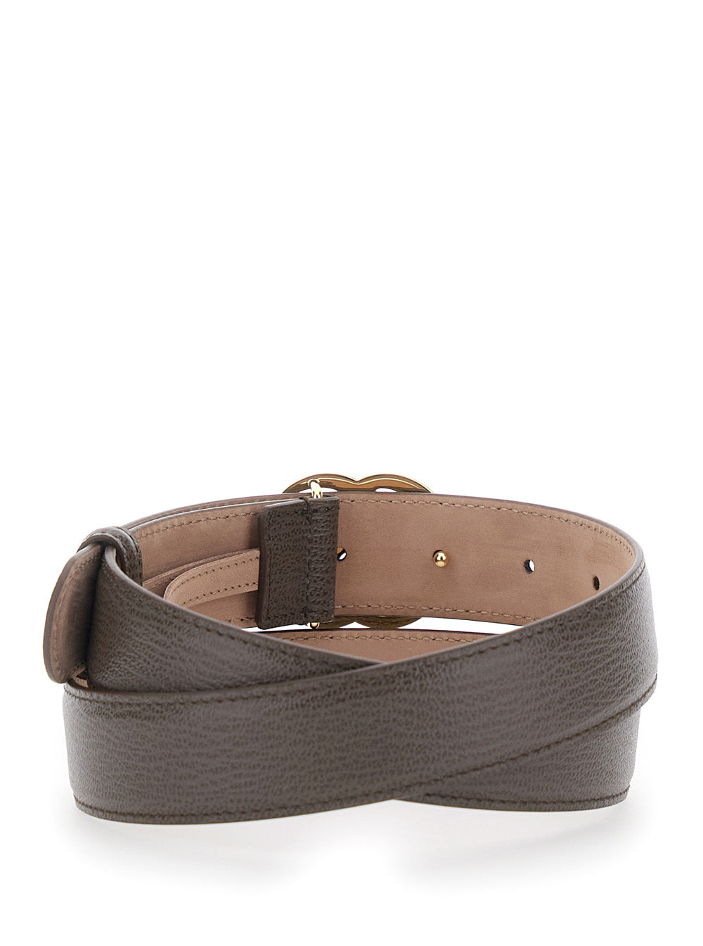 Gucci Women Brown Belt With Gg Plate On The Front In Leather For Women GUCCI
