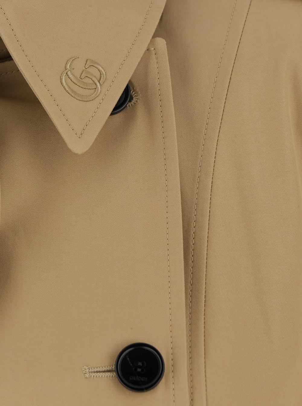Gucci Women Beige Trench Coat With Adjustable Belt At The Front In Cotton For Women GUCCI