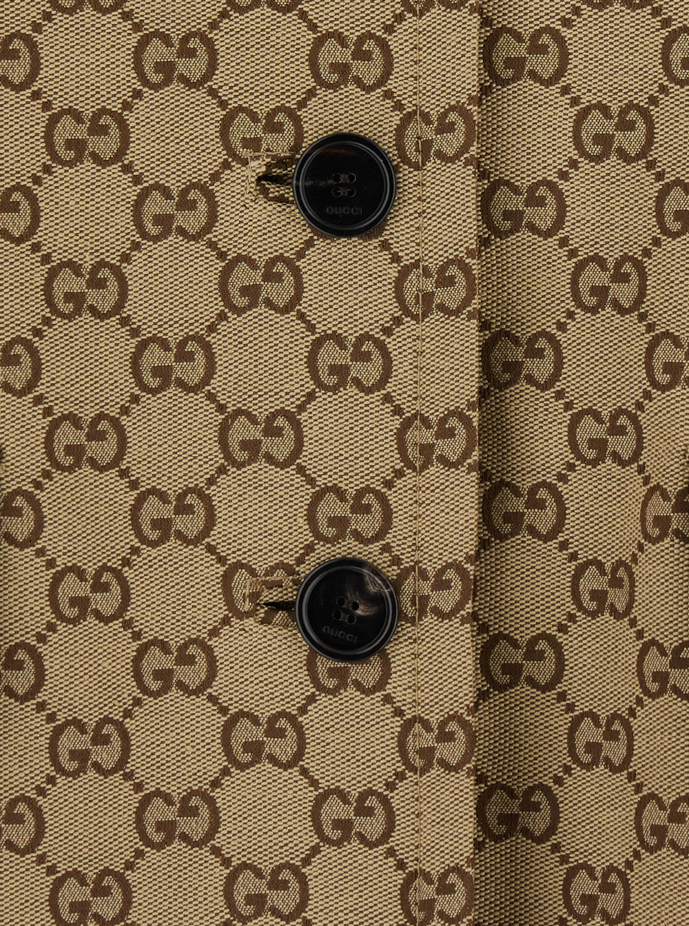 Gucci Women Beige Coat With Pointed Collar In Gg Canvas For Women GUCCI