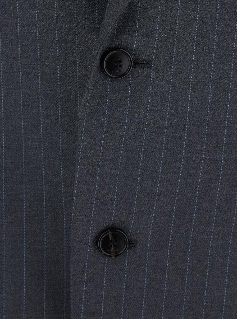 Gucci Women Grey Single-Breasted Jacket With Notched Revers And Pinstripe Motif In Wool For Women GUCCI