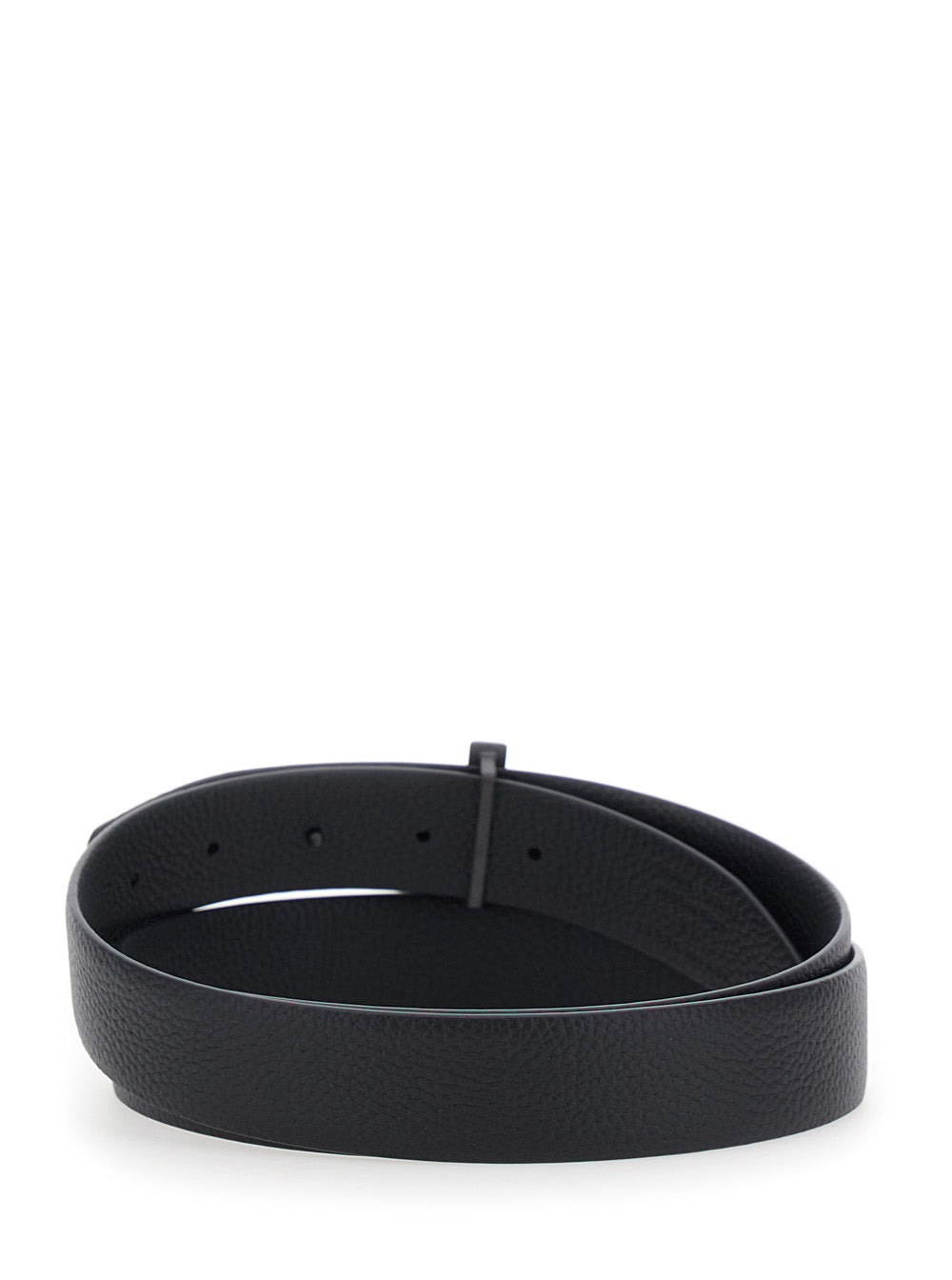 Tom Ford Men Black Belt With T Buckle Closure In Leather For Men TOM FORD