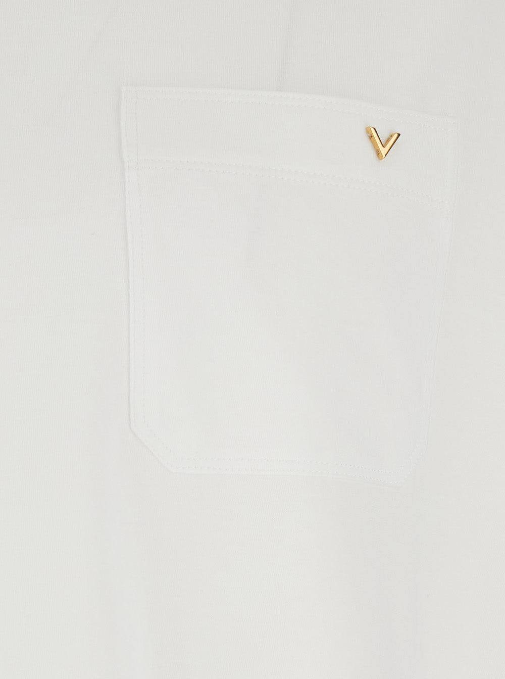 Valentino Men White T-Shirt With Pocket With Metallic Vlogo In Cotton For Men VALENTINO
