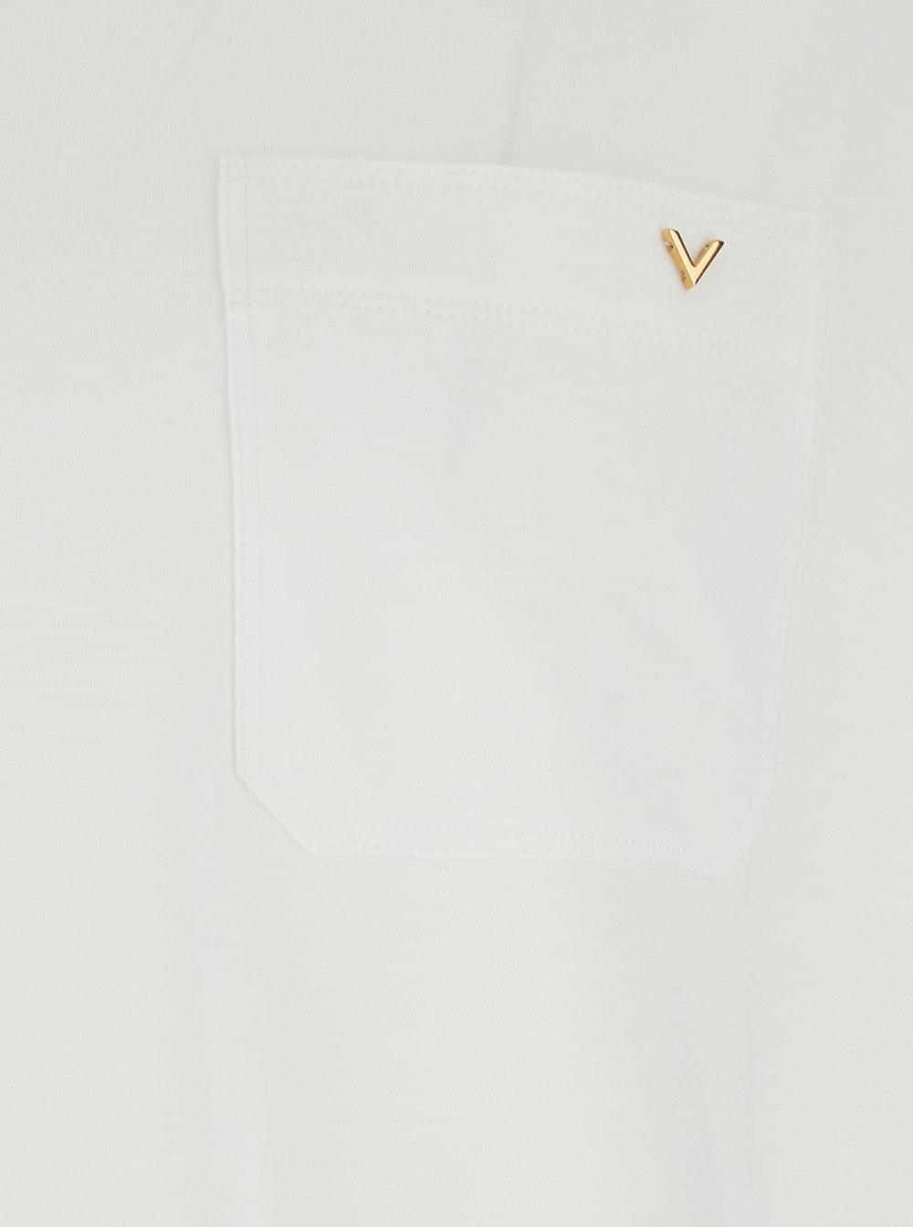 Valentino Men Valentino Men White T-Shirt With Pocket With Metallic Vlogo In Cotton For Men VALENTINO