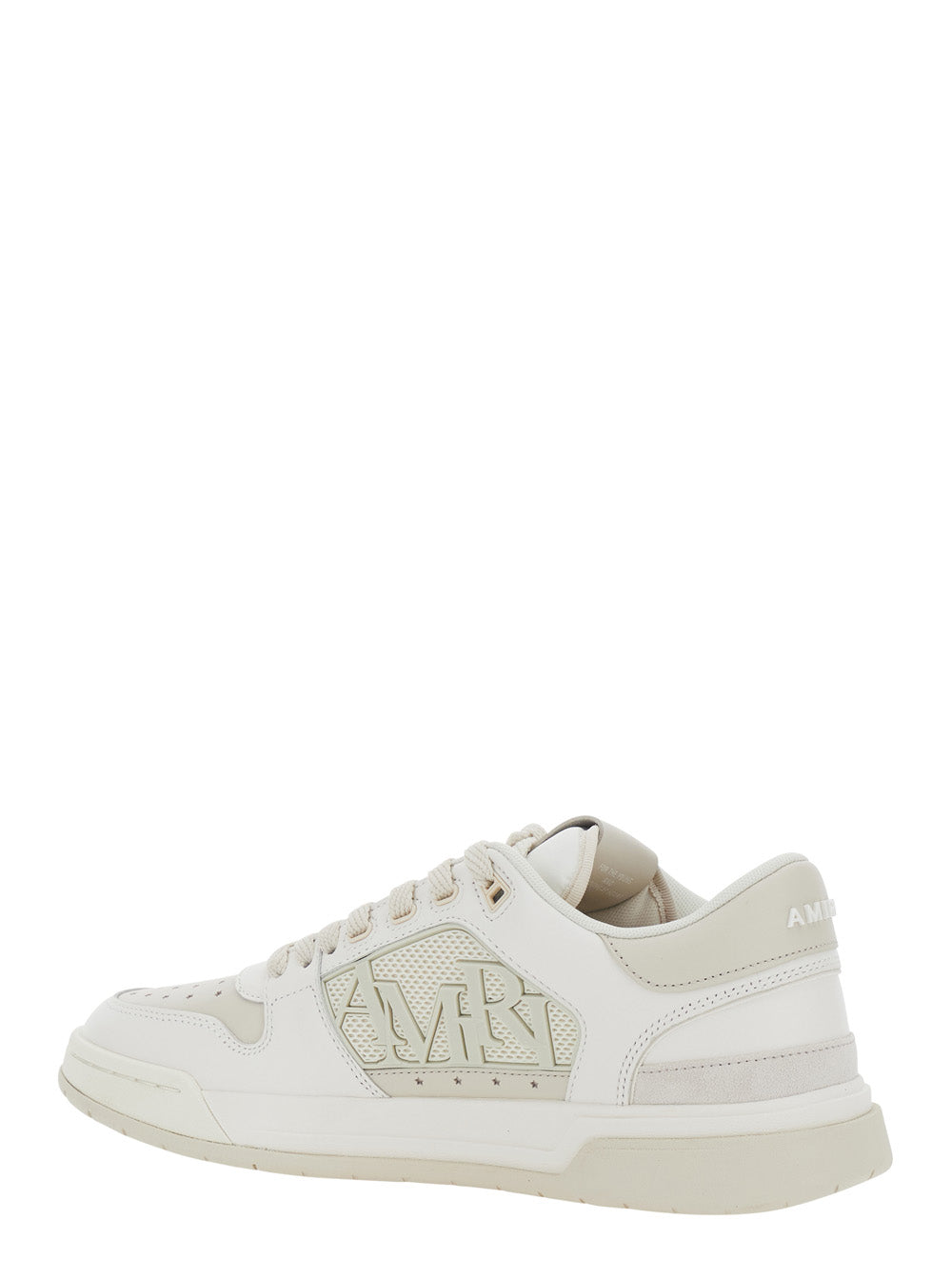 Amiri Men 'Classic Low' Beige Low Top Sneakers With Logo Patch On The Tongue And Mesh Details In Leather For Men