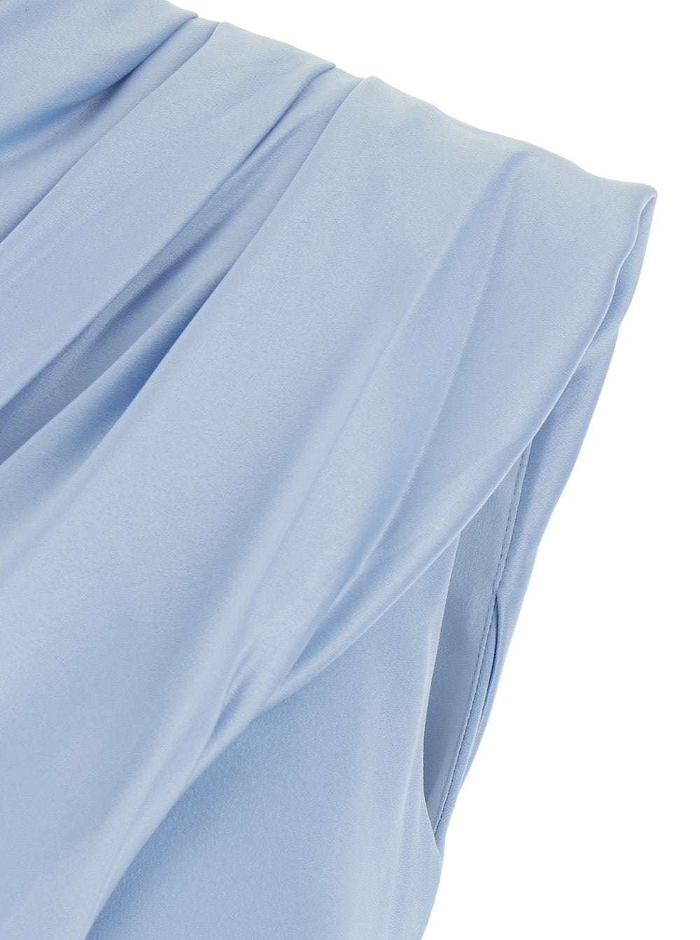 Solace London Women 'Gabriela' Light Blue One-Shoulder Long Dress With Asymmetrical Bodice And Draping In Tech Fabric For Women SOLACE LONDON