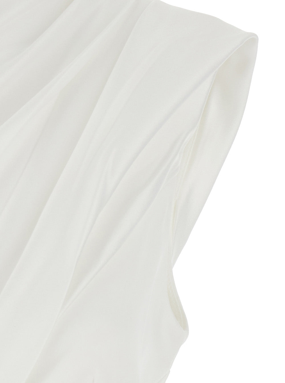 Solace London Women 'Gracie' White Long Dress With One-Shoulder Design And Draping In Tech Fabric For Women SOLACE LONDON