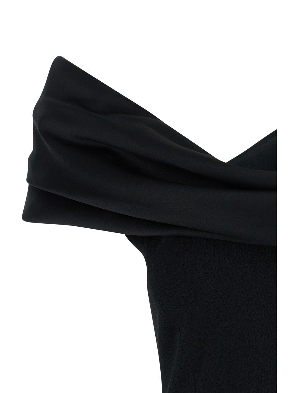 Solace London Women 'Adele' Long Black Dress With Off-Shoulder Design And Draped Neckline In Tech Fabric For Women SOLACE LONDON