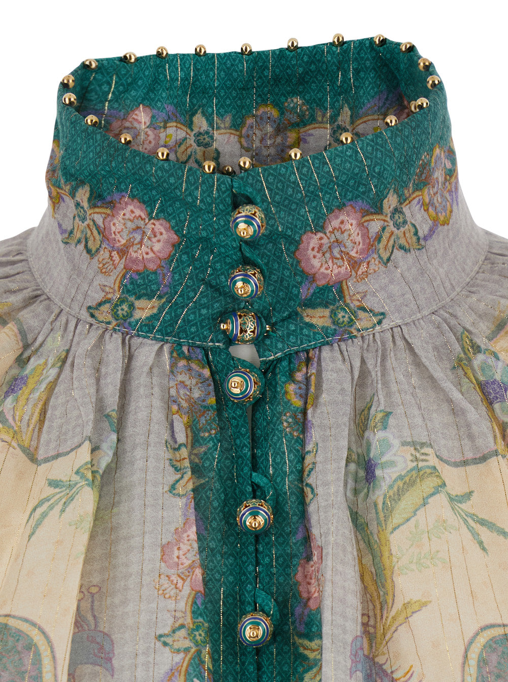 Zimmermann Women 'Indra' Multicolor Blouse With Classic Collar And All-Over Floral Motif In Silk Blend For Women ZIMMERMANN