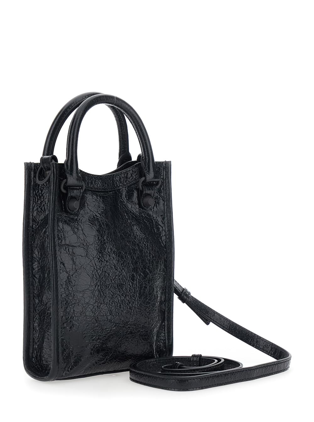 Balenciaga Women 'Le City' Black Shoulder Bag With Adjustable And Removable Strap And Zip Pocket On The Front In Leather For Women BALENCIAGA