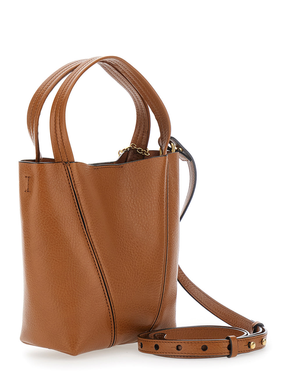 Chloé Women 'Chloe Spin' Brown Shoulder Bag With Adjustable And Removable Strap In Leather For Women
