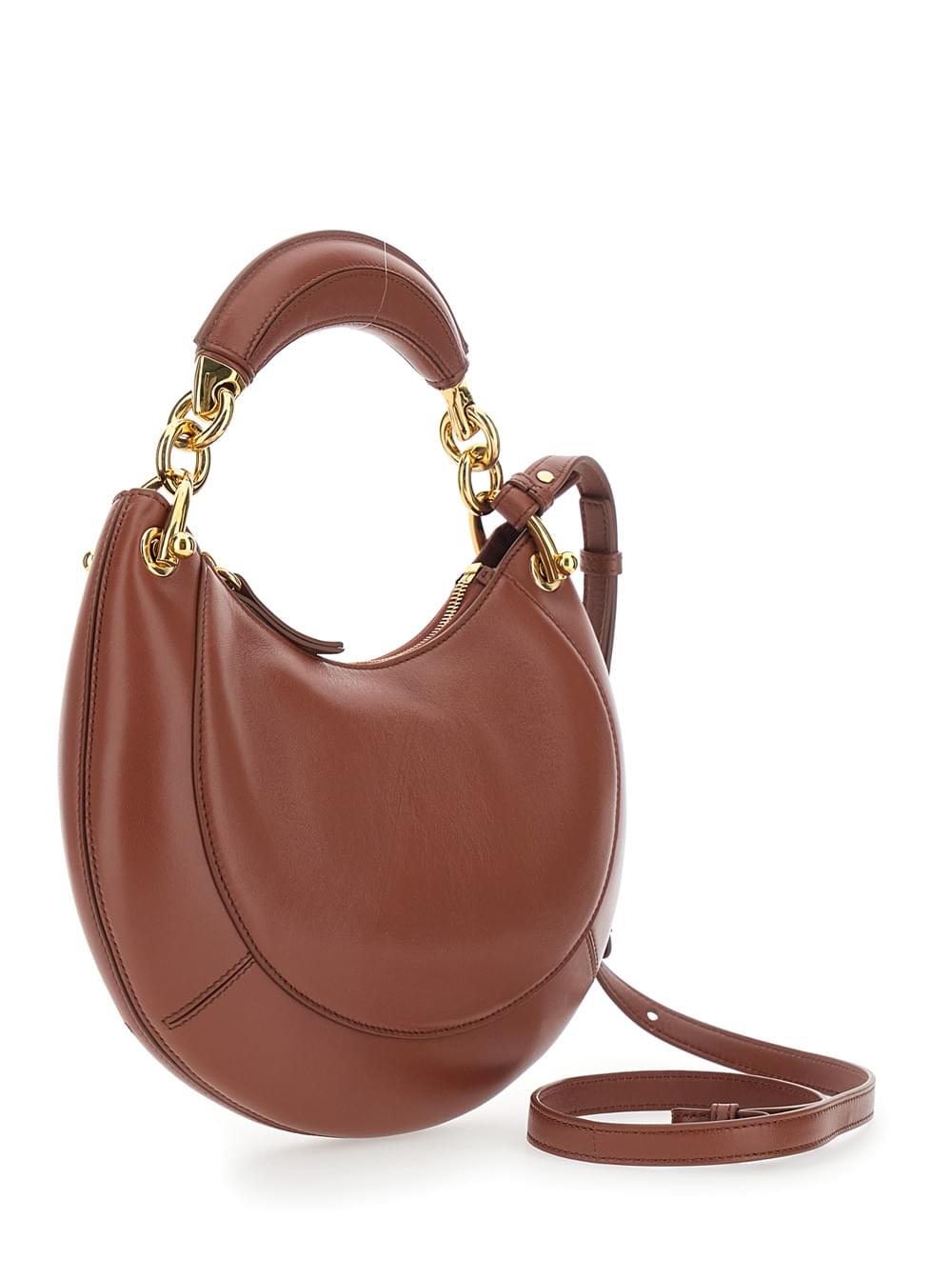 Chloé Women 'Banana' Brown Handbag With Adjustable And Removable Shoulder Strap And Logo Charm On The Front In Leather For Women CHLOE