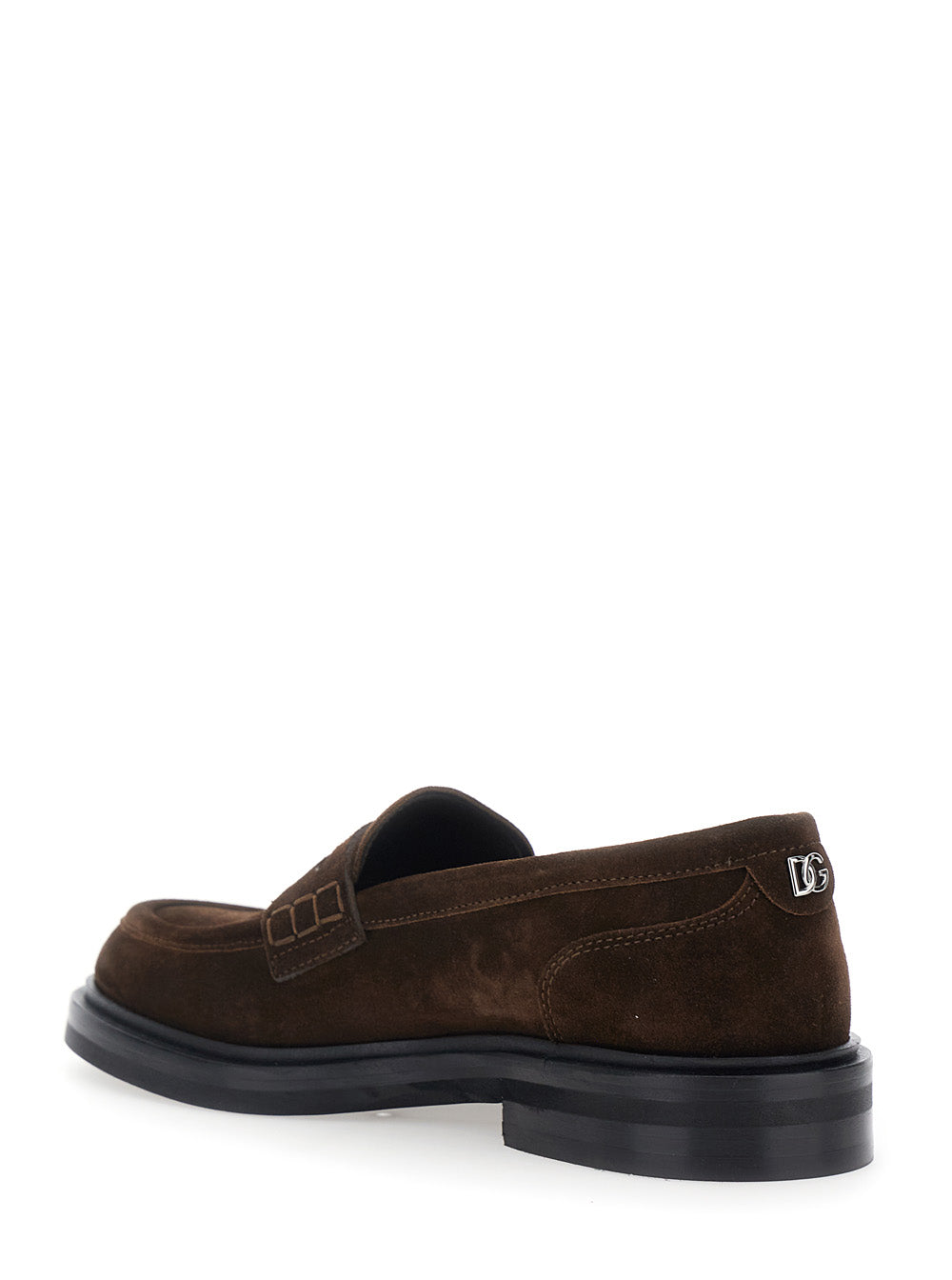 Dolce & Gabbana Women Brown Loafers With Logo Plate On The Back In Suede For Women DOLCE & GABBANA