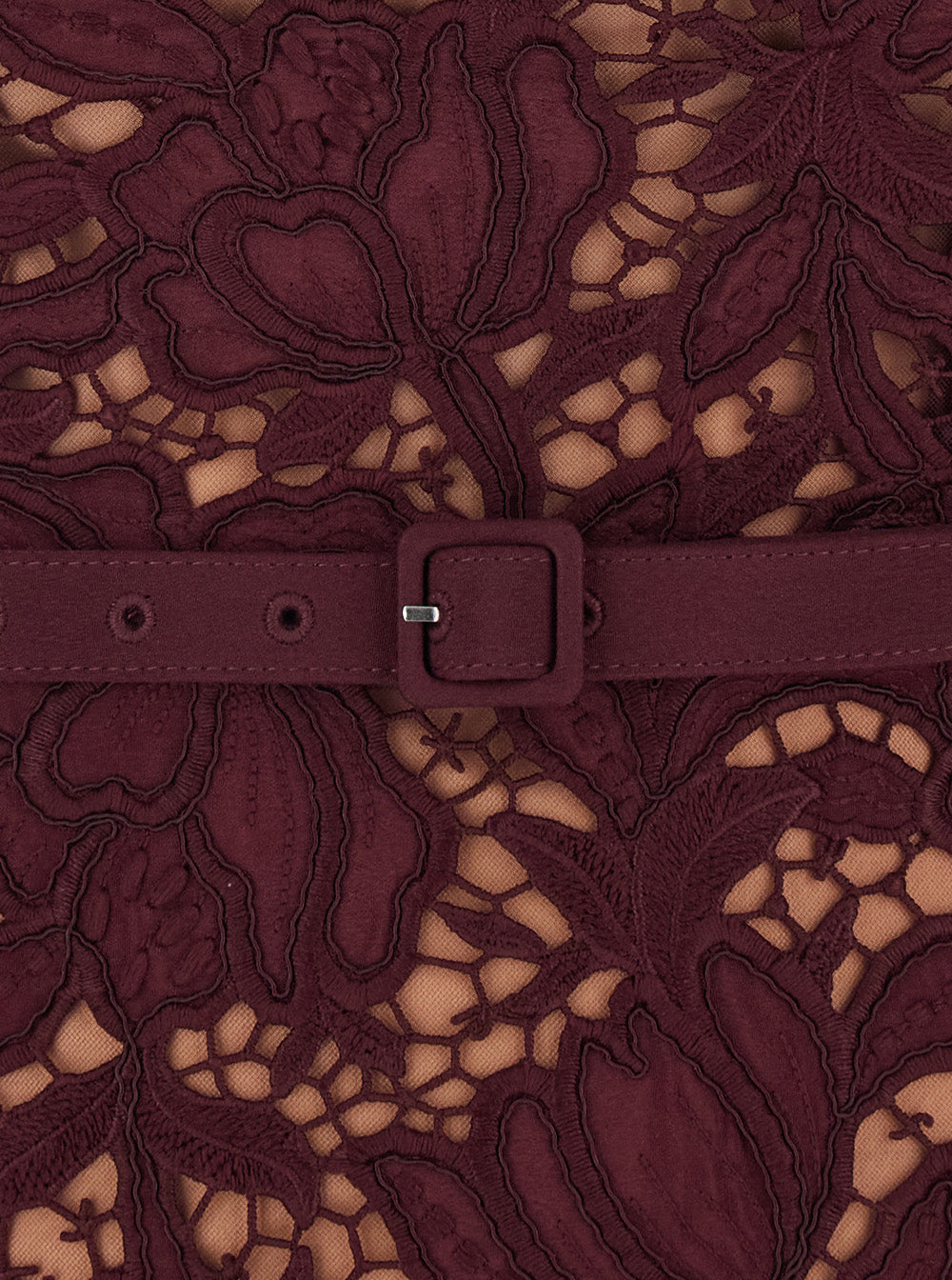 Self-Portrait Women Burgundy Long Dress With Lace Details And Round Neckline In Fabric For Women SELF-PORTRAIT