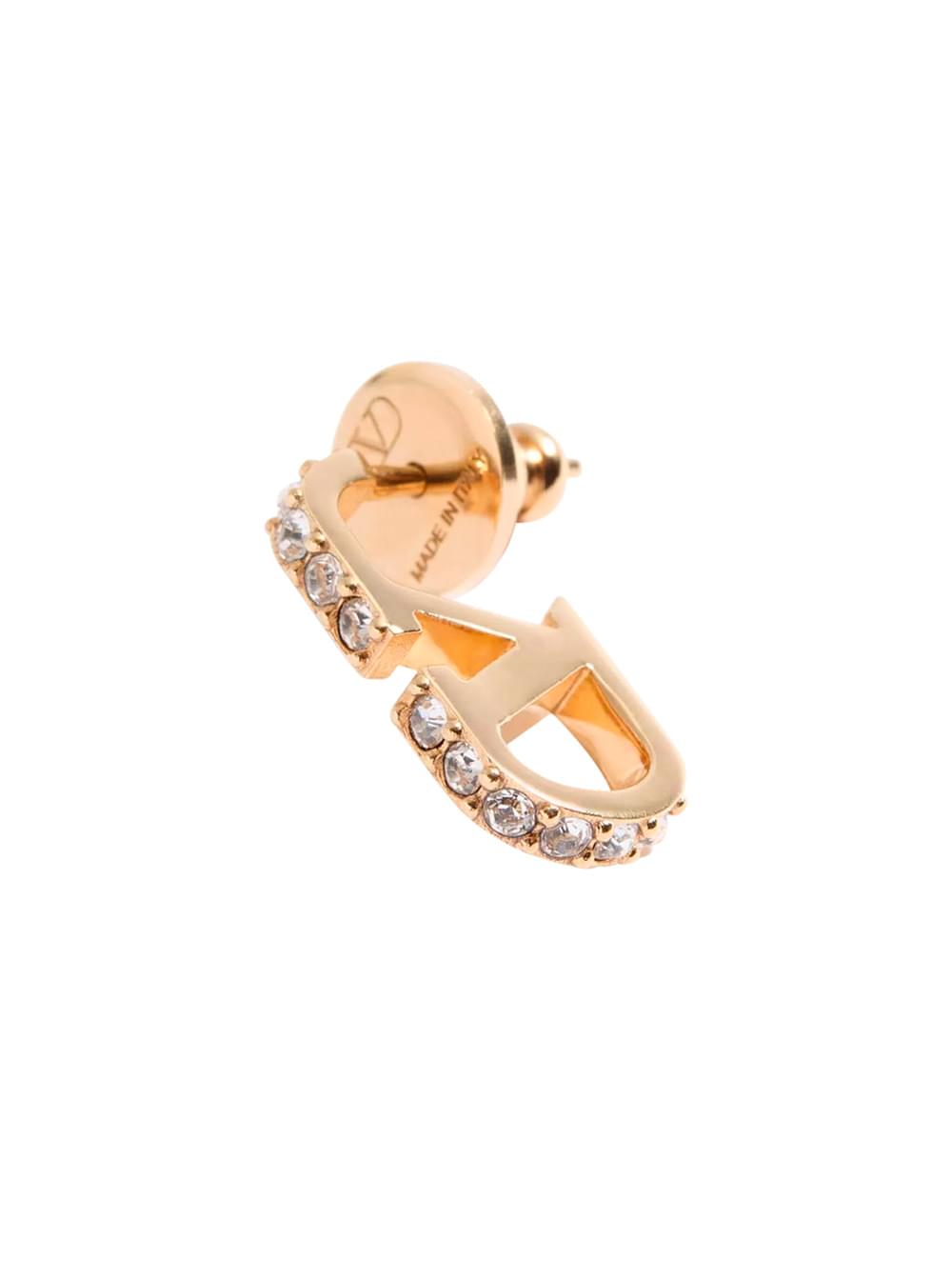 Valentino Garavani Women Metallic Colored Earrings With Applied Rhinestones And Vlogo Design In Bronze For Women VALENTINO GARAVANI