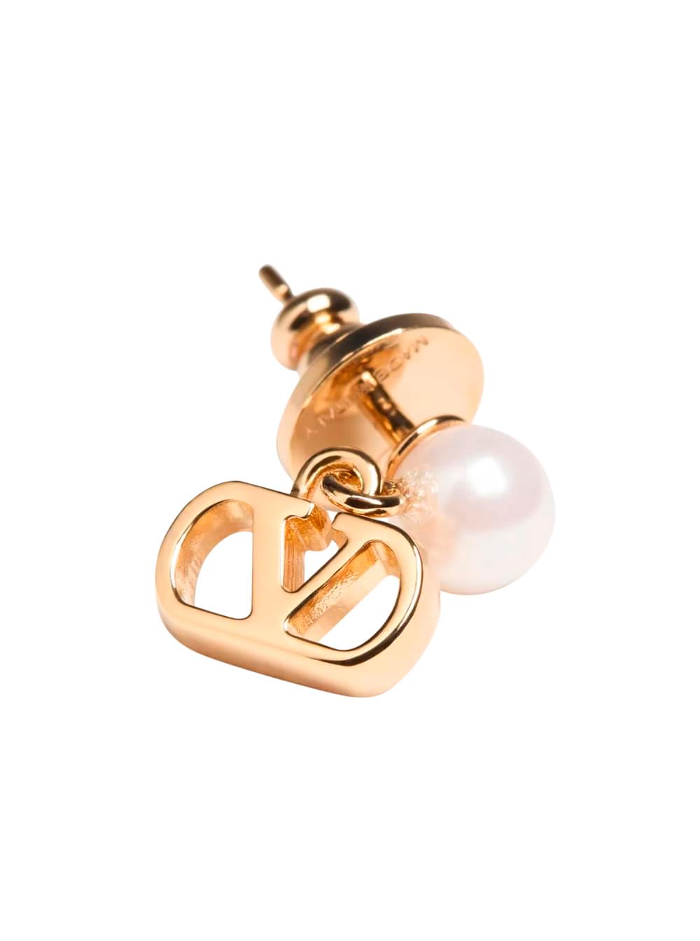 Valentino Garavani Women Valentino Garavani Women Metallic Colore Earrings With Pearls And Vlogo Pendants In Bronze For Women VALENTINO GARAVANI