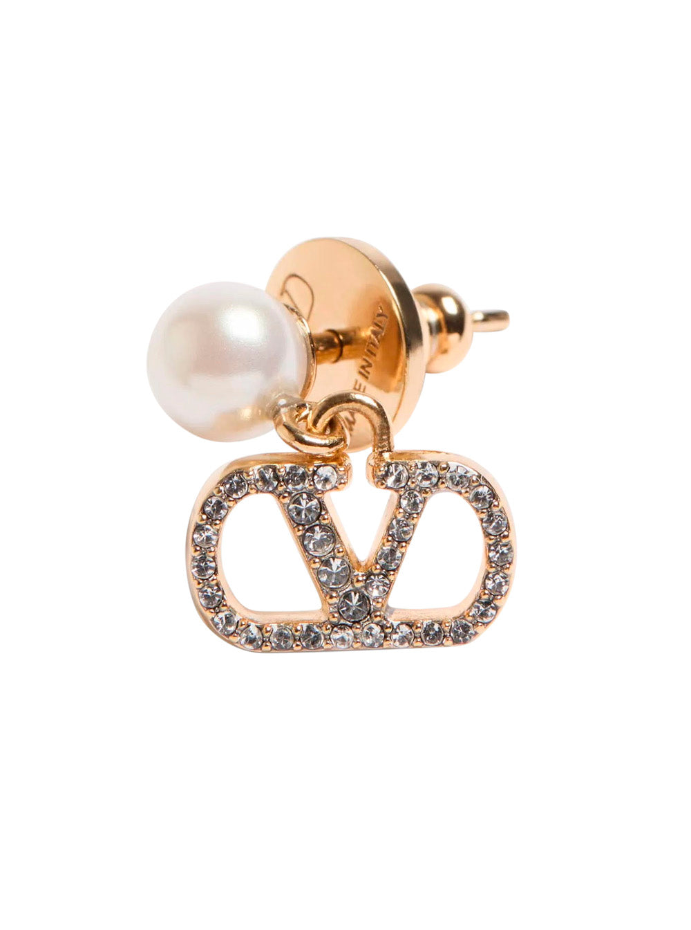 Valentino Garavani Women Metallic Colored Earrings With Pearls And Rhinestones Applied In Bronze For Women