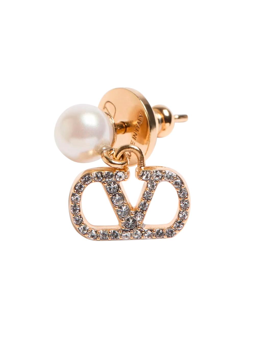 Valentino Garavani Women Metallic Colored Earrings With Pearls And Rhinestones Applied In Bronze For Women VALENTINO GARAVANI