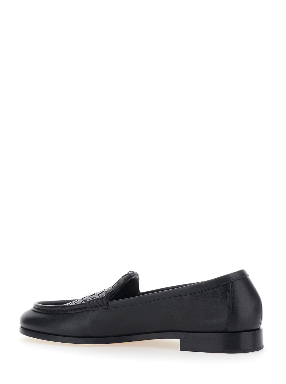 Bottega Veneta Men 'Silenzio' Black Loafers With Intreccio Motif On The Front In Leather For Men BOTTEGA VENETA
