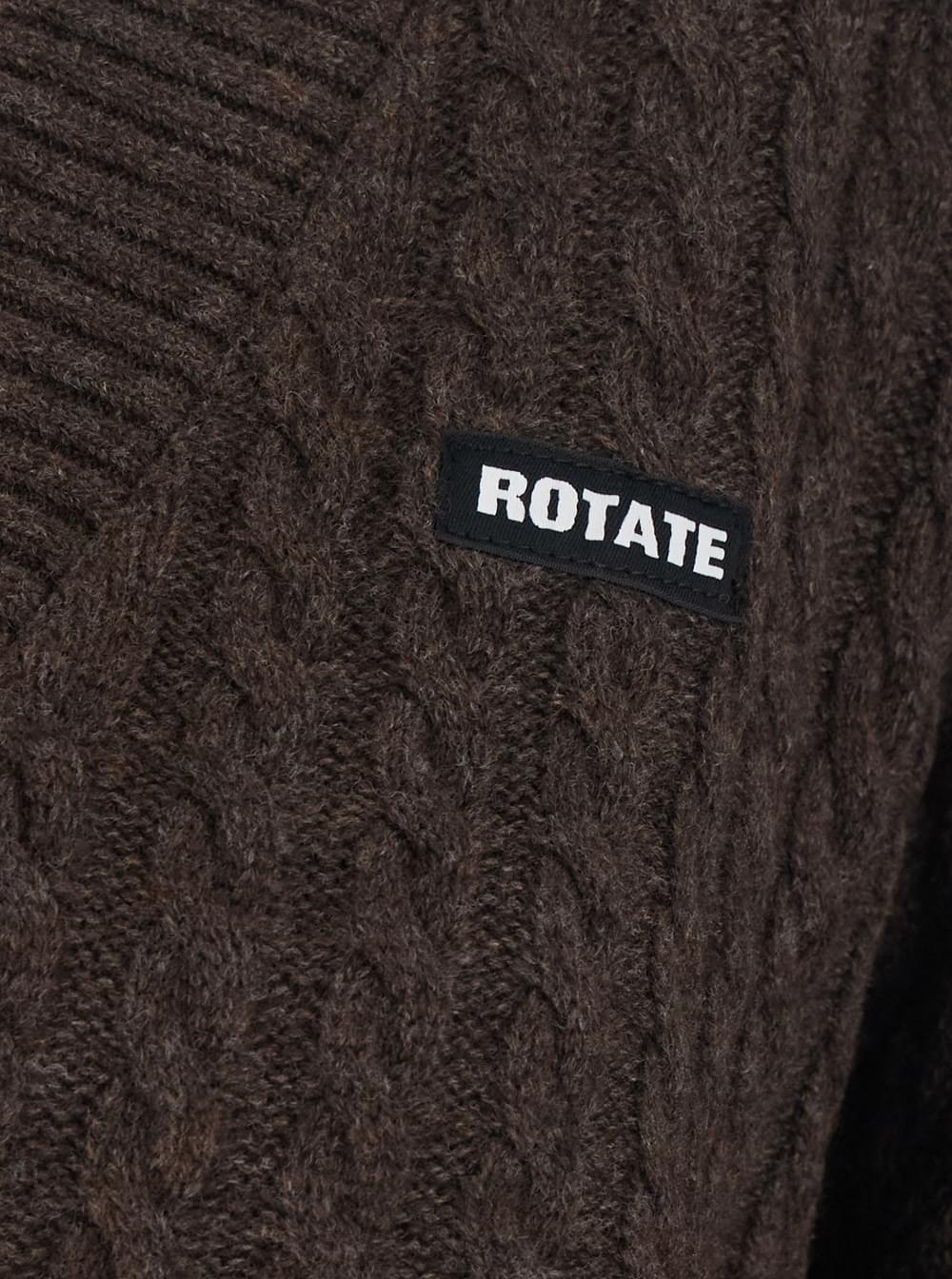 Rotate Women Brown Sweater With V-Neck And Cable Knit In Wool And Cashmere For Women ROTATE