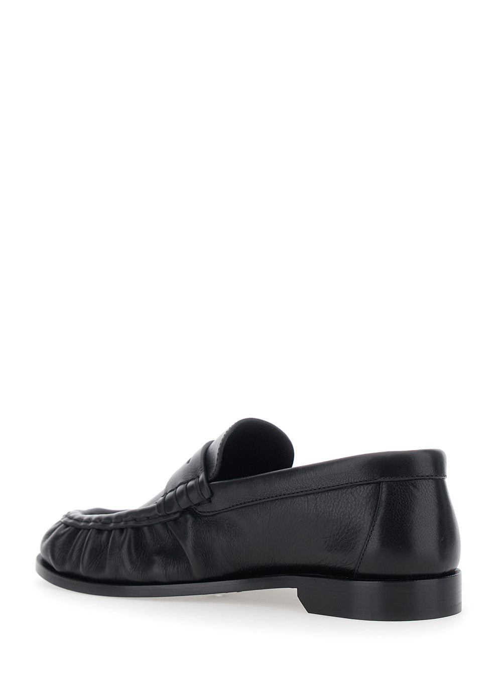 Saint Laurent Women 'Le Loafer' Black Loafers With Rounded Toe And Cassandre Plate In Leather For Women SAINT LAURENT