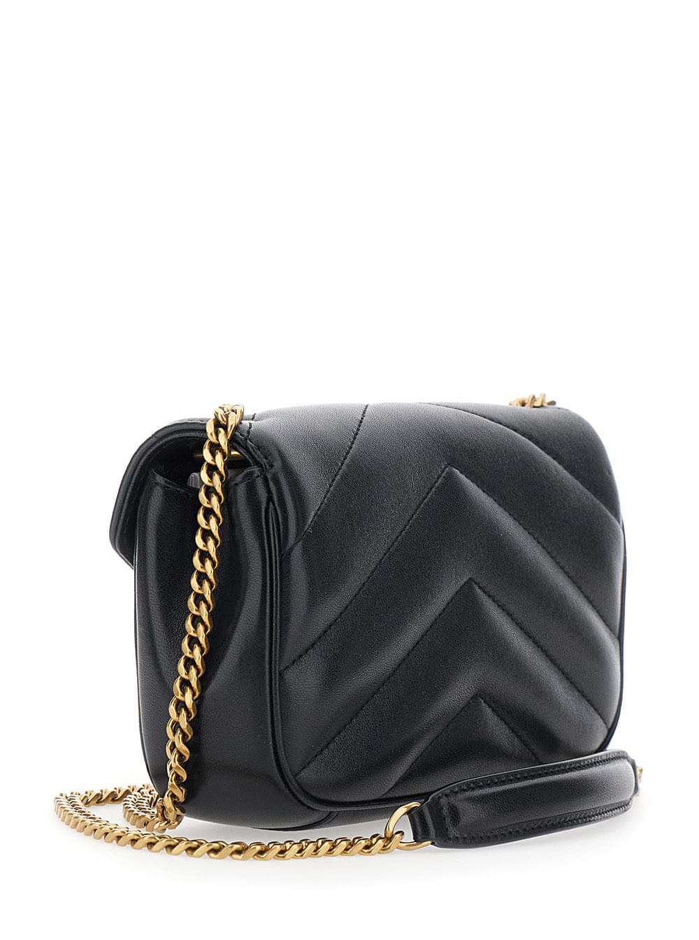 Saint Laurent Women 'Loulou' Black Mini Crossbody Bag With Cassandre Plate On The Front And Chain Strap In Leather For Women SAINT LAURENT