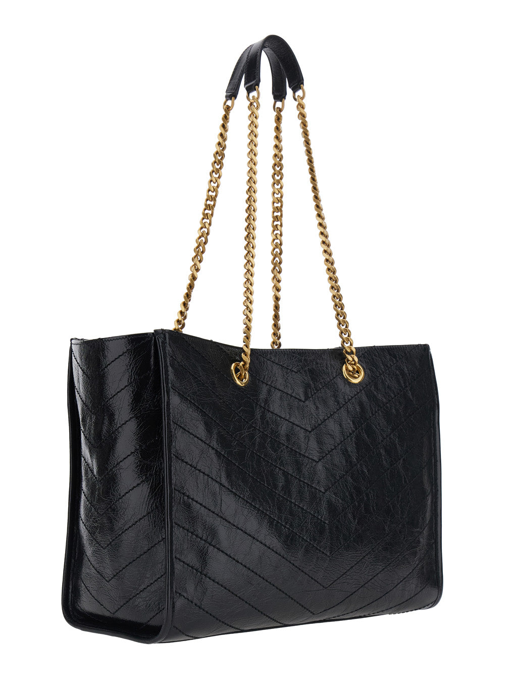 Saint Laurent Women 'Niki' Black Shoulder Bag With Logo Plaque On The Front In Leather For Women SAINT LAURENT