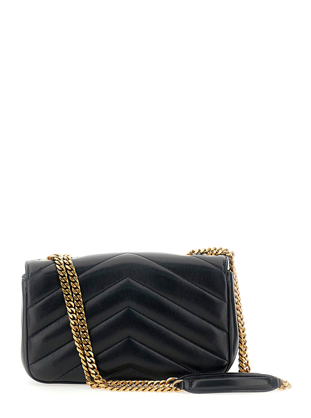 Saint Laurent Women 'Loulou' Black Crossbody Bag With Chain Strap And Cassandre Plate On The Front In Leather Woman