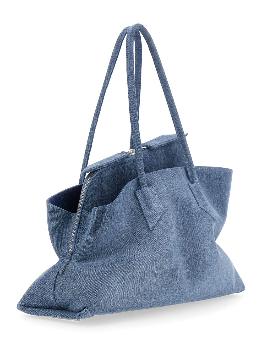 The Attico Women 'La Passeggiata' Blue Medium Shoulder Bag With Two Top Handles In Denim For Women THE ATTICO