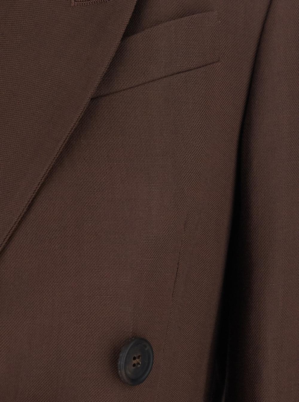 Brunello Cucinelli Women Brown Double-Breasted Jacket With Peak Revers In Viscose Blend For Women BRUNELLO CUCINELLI