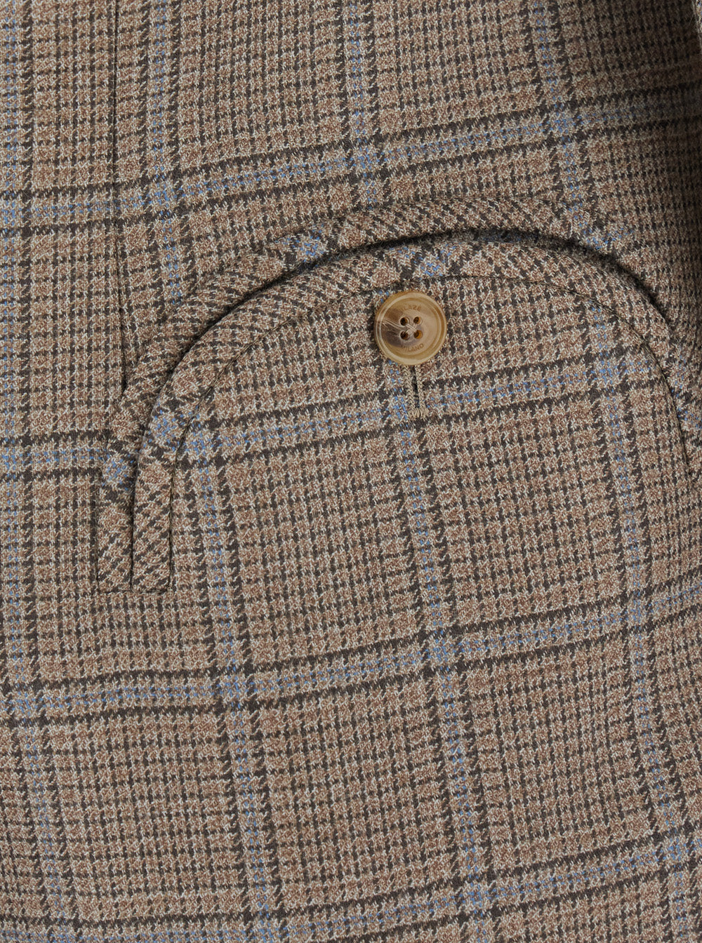 Blaze Milano Women 'Saona'beige Double-Breasted Jacket With Peak Revers And Check Motif In Wool For Women BLAZE MILANO