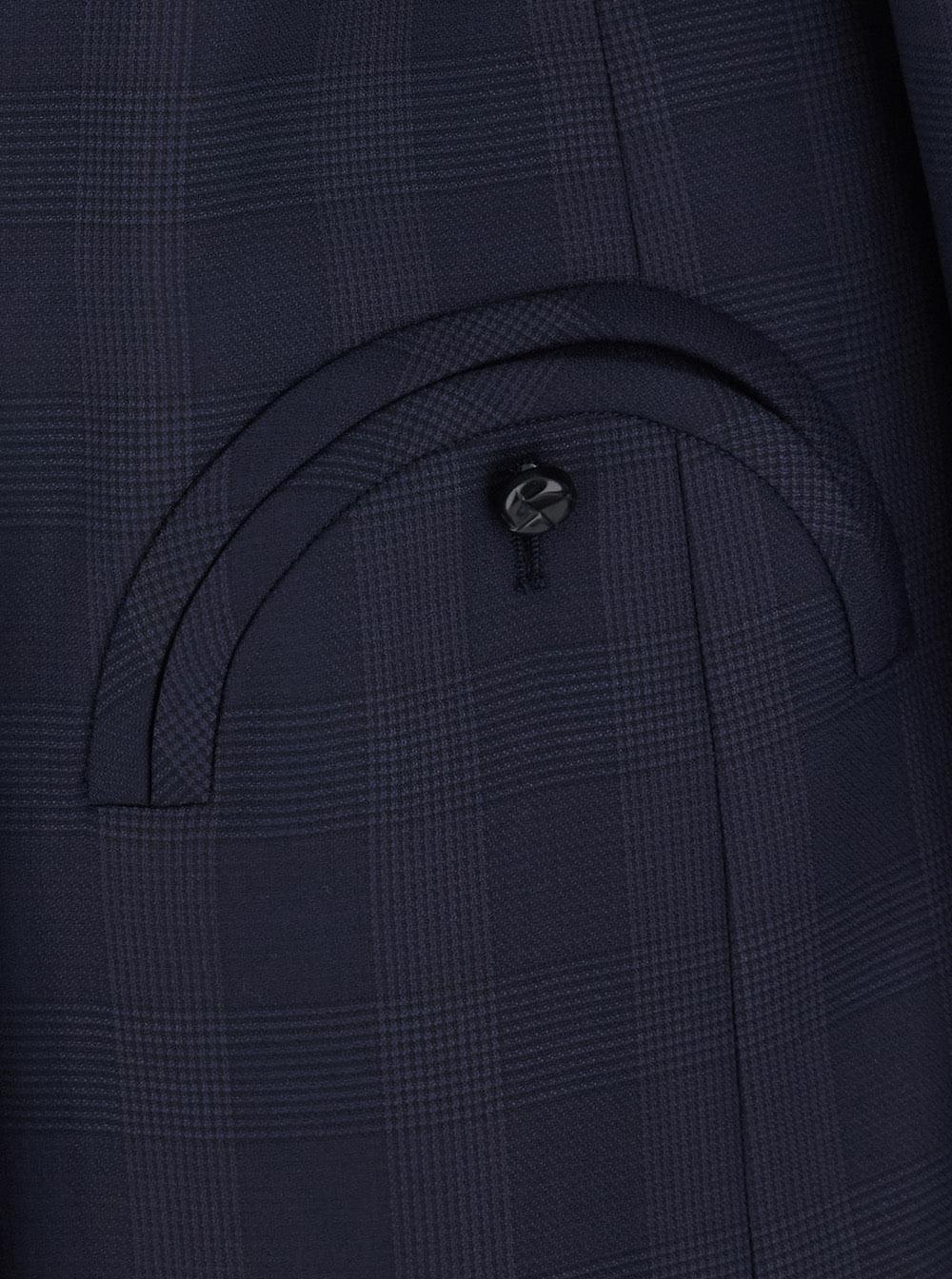 Blaze Milano Women 'Aramis' Blue Double-Breasted Jacket With Peak Revers And Check Motif All-Over In Wool For Women BLAZE MILANO