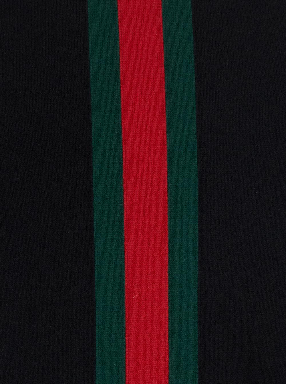 Gucci Men Blue Crewneck Sweater With Web Detail In Wool For Men GUCCI