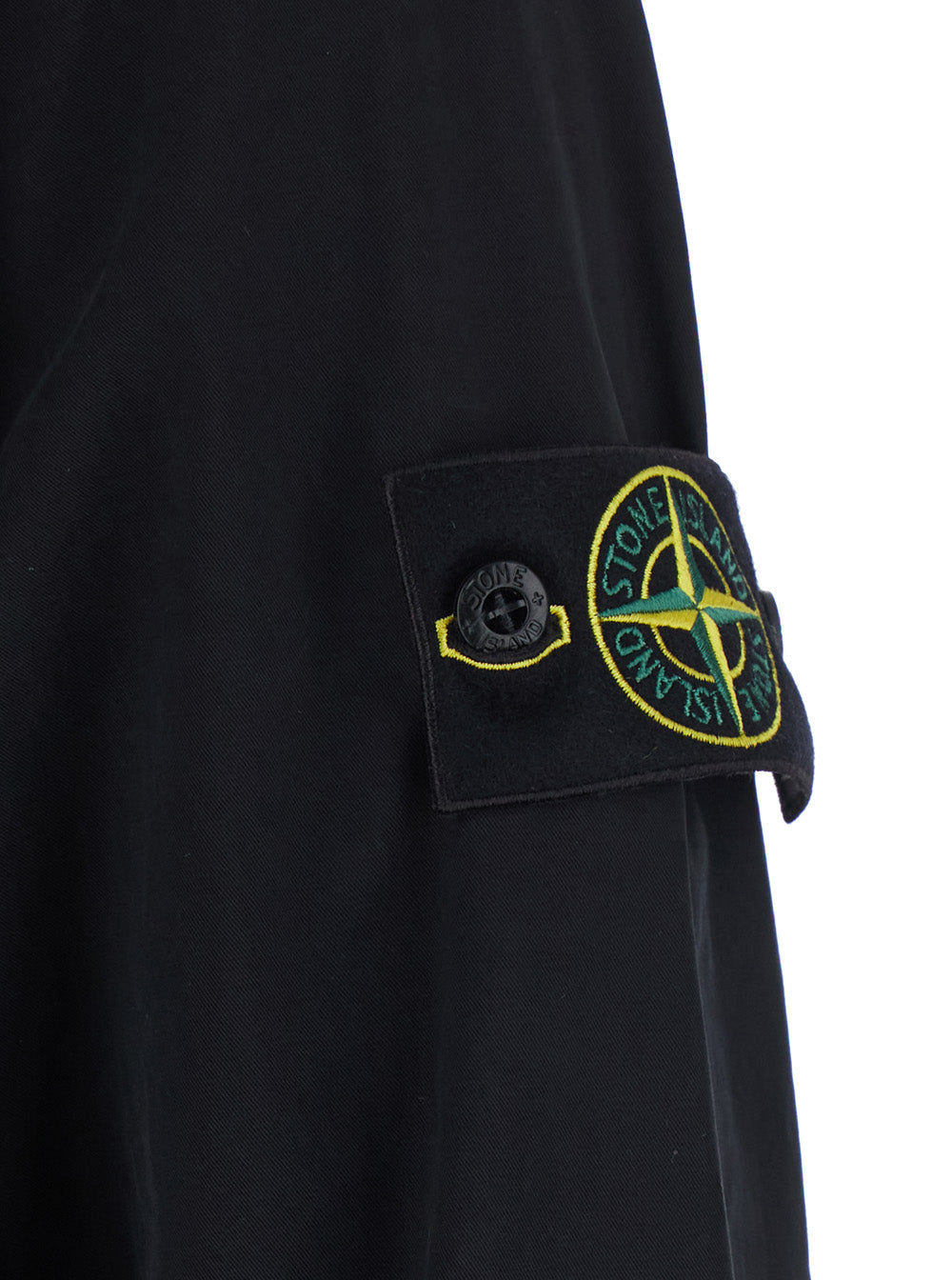 Stone Island Men Black Shirt With Classic Collar And Logo Patch On The Sleeve In Cotton For Men STONE ISLAND