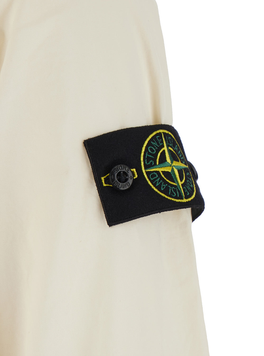 Stone Island Men White Shirt With Classic Collar And Logo Patch On The Sleeve In Cotton For Men STONE ISLAND