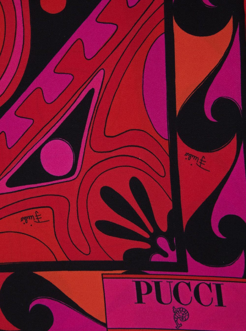 Pucci Women Fuchsia Square Scarf With All-Over Geometric Print In Silk For Women PUCCI