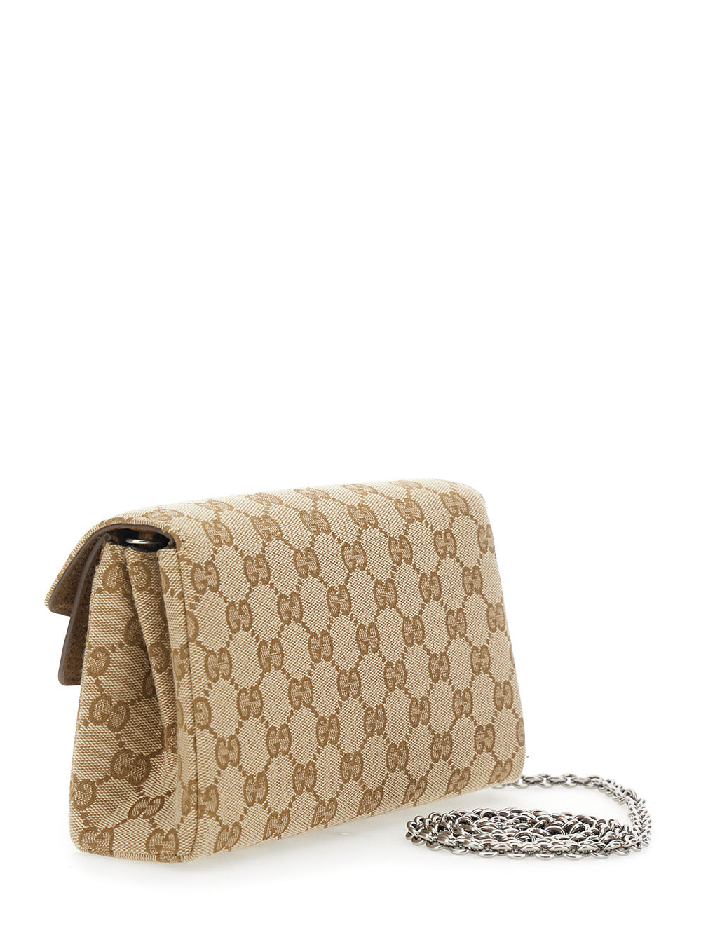 Gucci Women 'Dyonisus' Beige Small Shoulder Bag With Removable Chain Strap And Plate On Front In Gg Canvas For Women GUCCI
