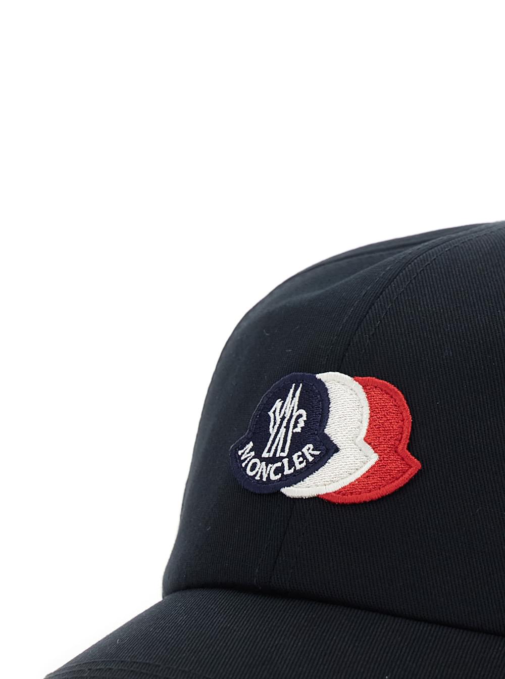 Moncler Men Blue Baseball Cap With Logo Patch On The Front And Back In Cotton For Men MONCLER