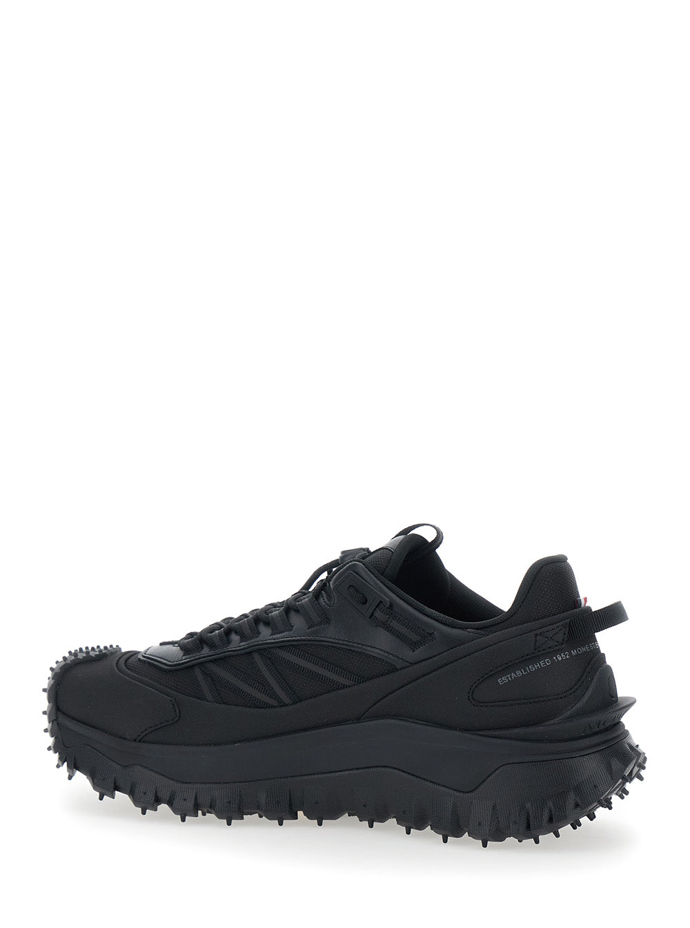 Moncler Men 'Trailgrip Gtx' Black Low Top Sneakers With Logo Lettering On The Side In Leather And Tech Fabric For Men