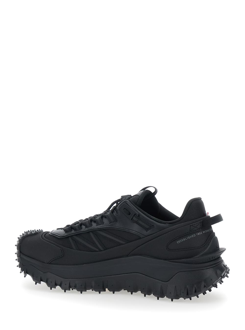 Moncler Men 'Trailgrip Gtx' Black Low Top Sneakers With Logo Lettering On The Side In Leather And Tech Fabric For Men MONCLER