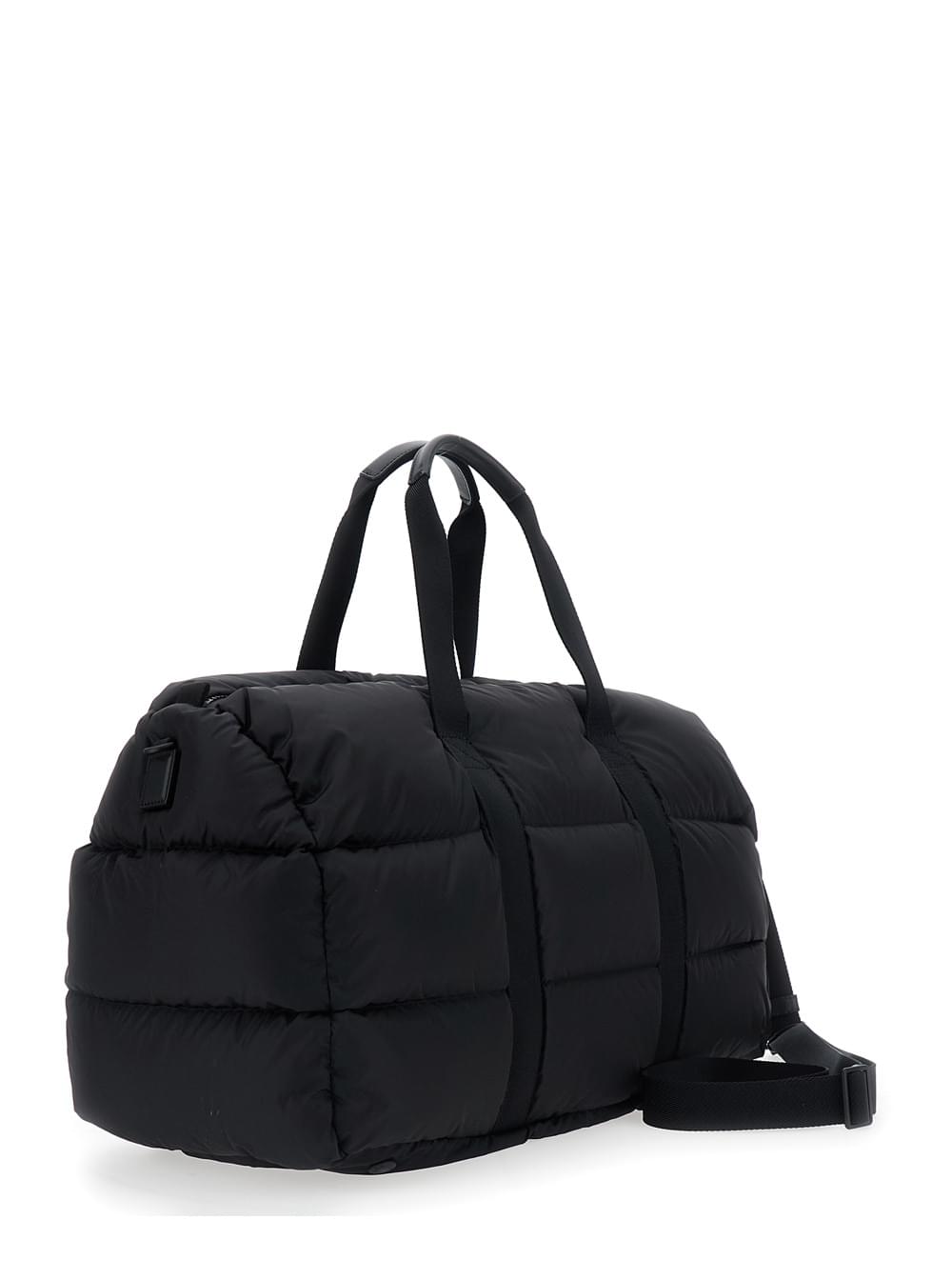 Moncler Men Black Suitcase With Adjustable Shoulder Strap And Logo Patch On Front In Fabric For Men MONCLER
