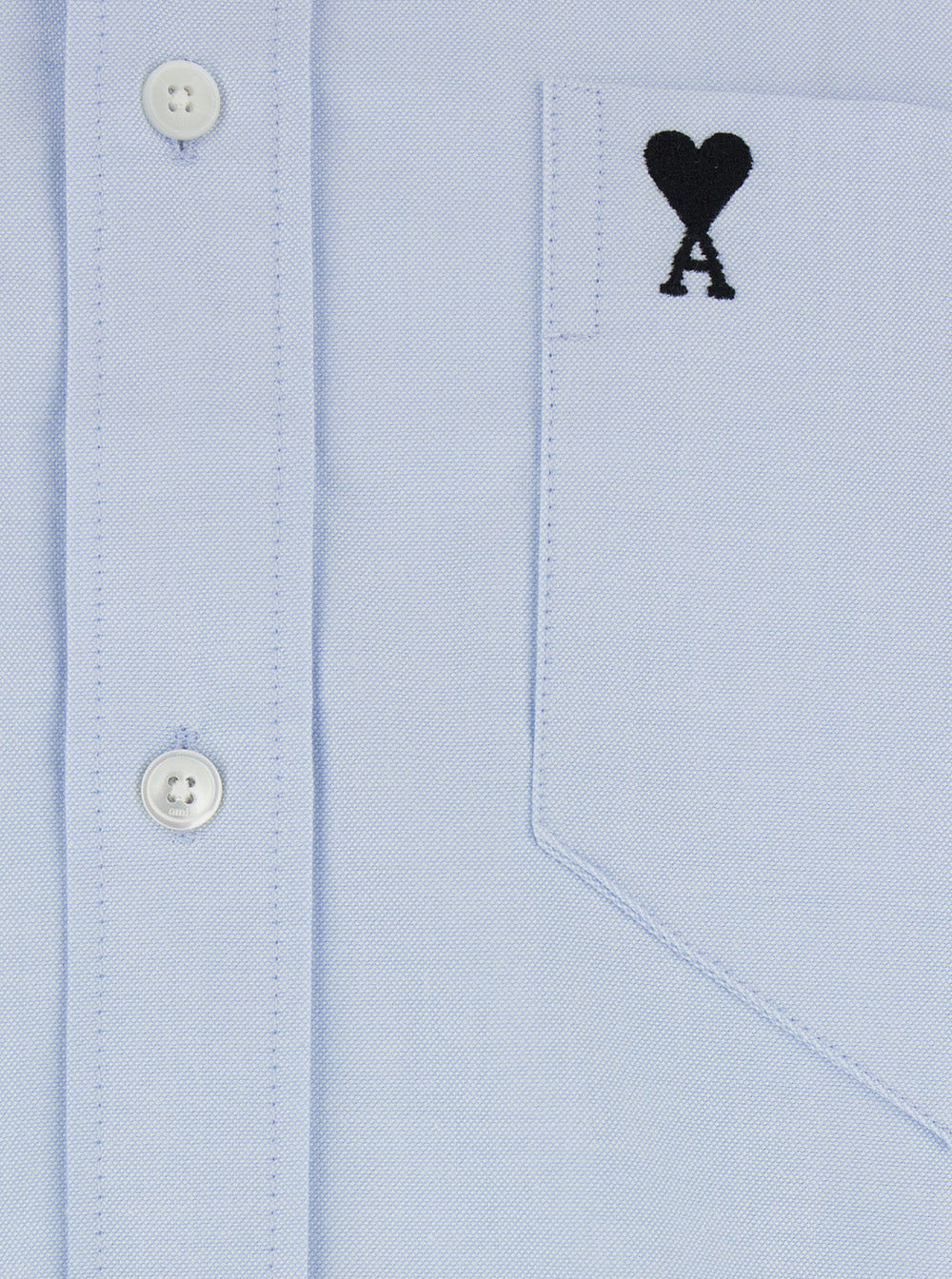 Ami Paris Men Light Blue Shirt With Button Down Collar And Adc Embroidery In Light Blue Cotton For Men AMI PARIS