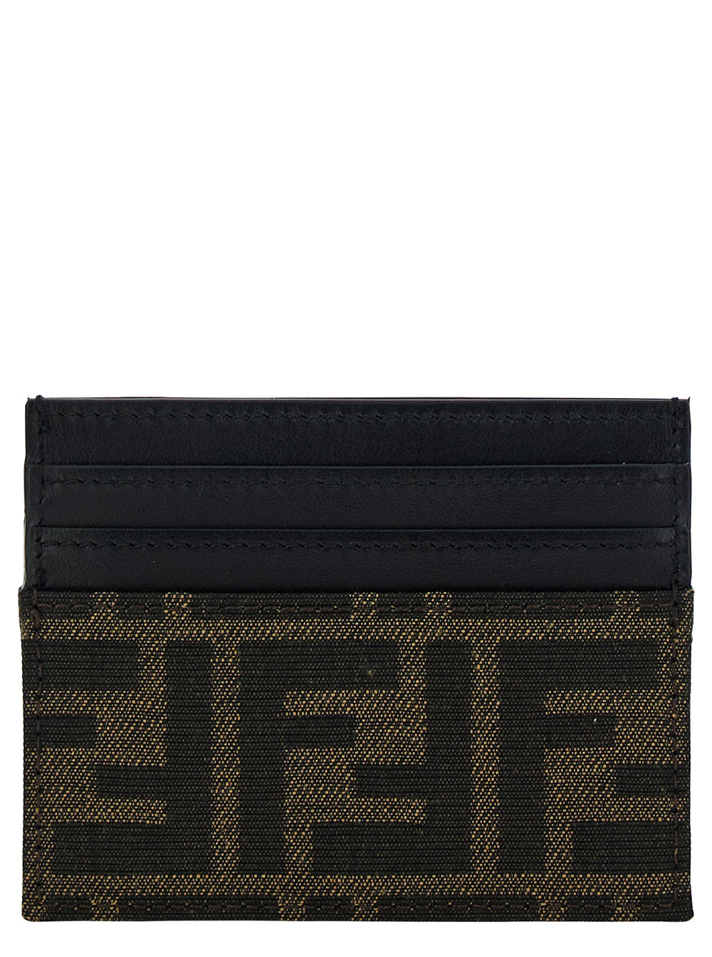 Fendi Men Cardholder With Metal Lettering In Brown Leather Man FENDI