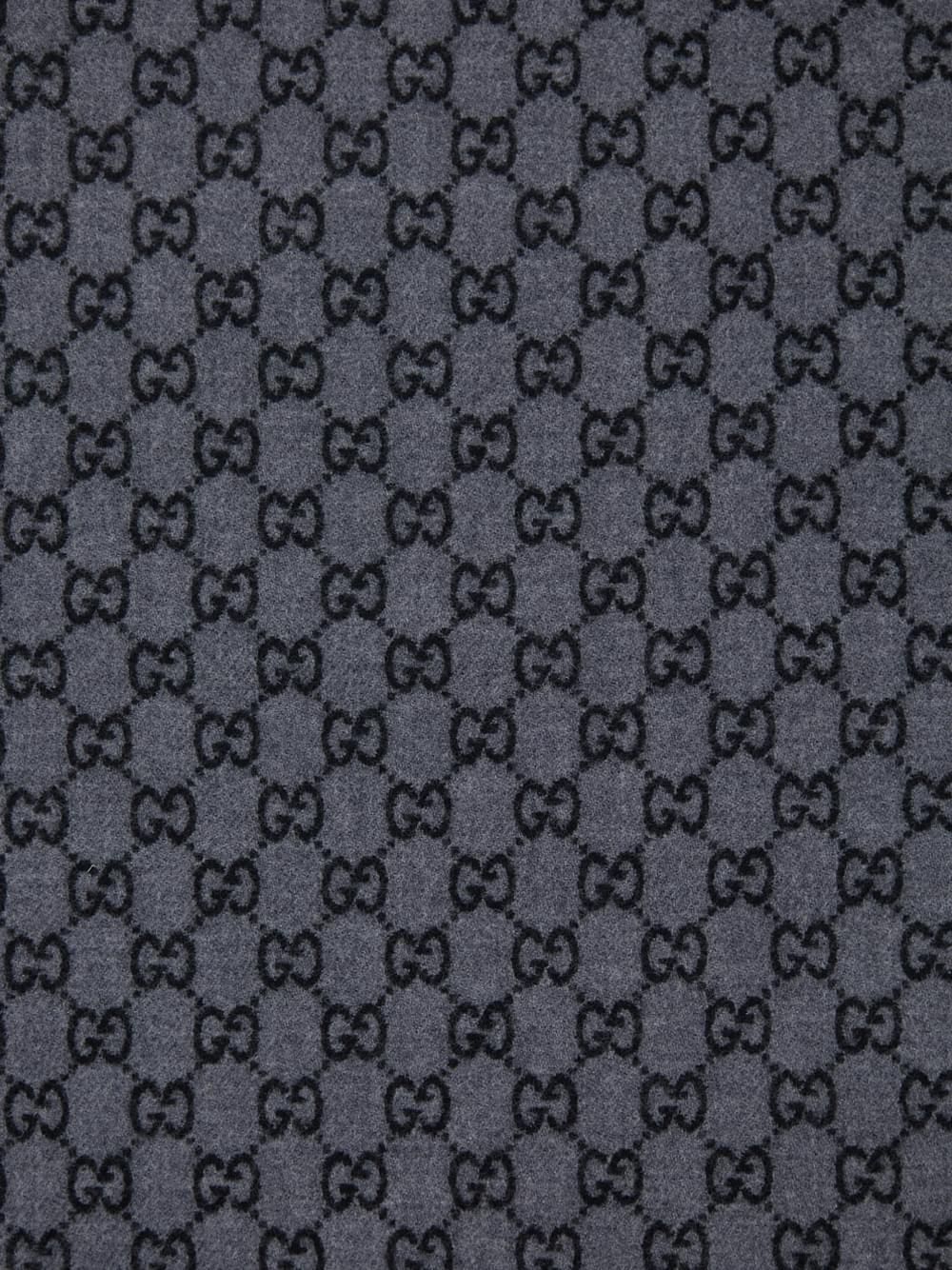 Gucci Men Scarf With Gg Motif In Gray Jacquard Wool For Men GUCCI