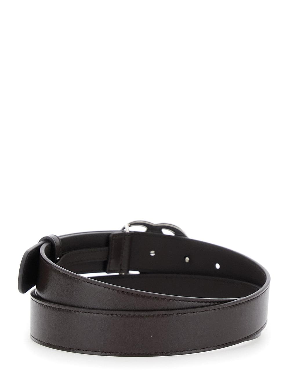 Gucci Men Belt With Gg Buckle In Brown Leather For Men GUCCI