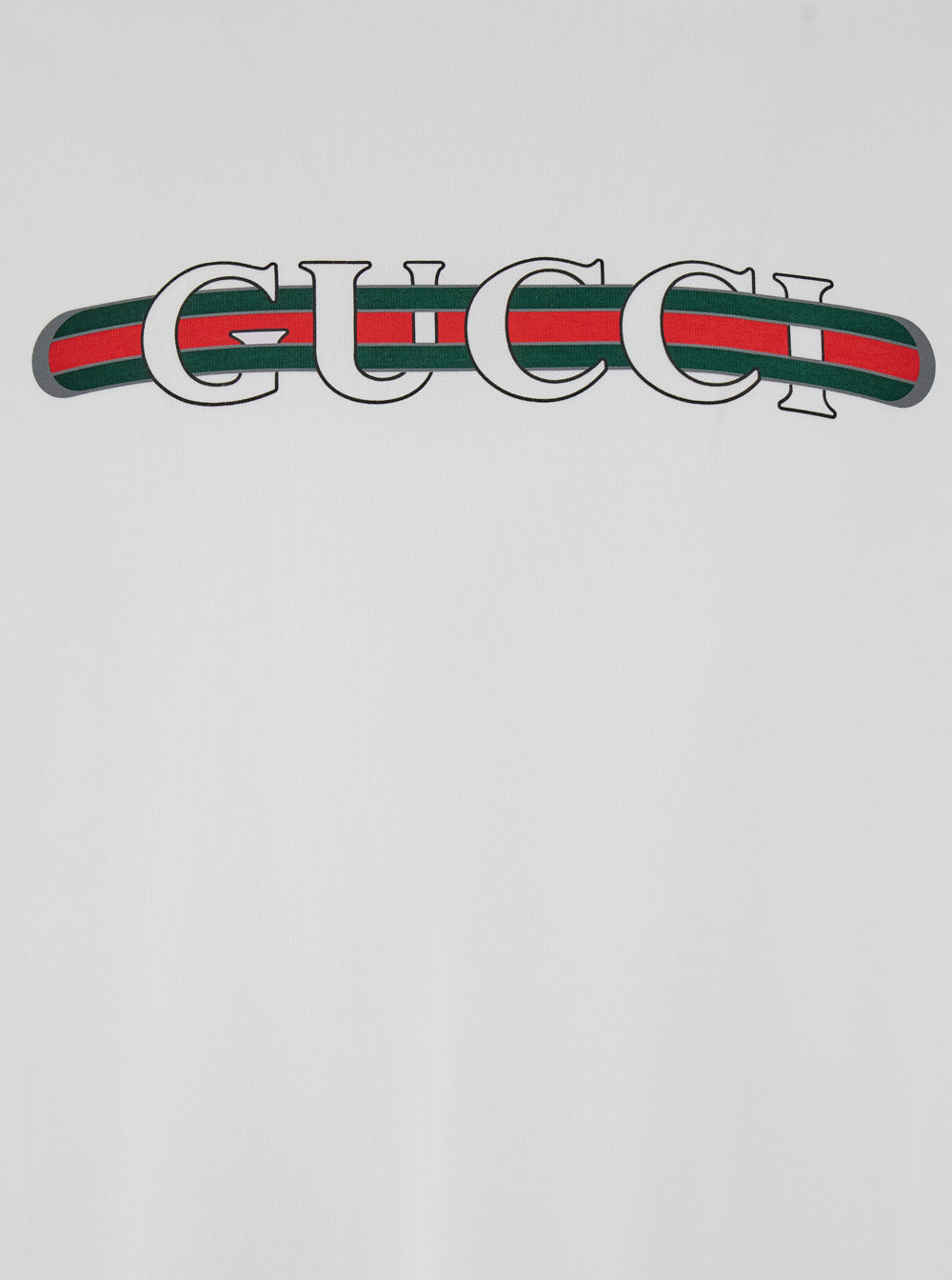 Gucci Men Crew Neck T-Shirt With Gucci And Web Print In White Cotton For Men GUCCI