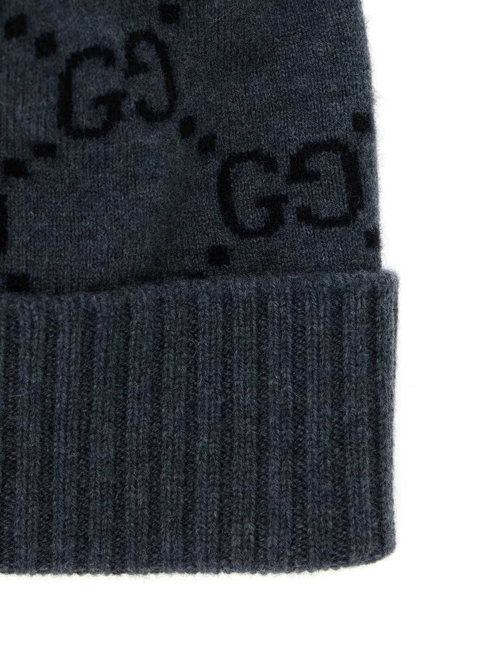 Gucci Men Hat 'Gg Jacquard' Gray With Brim And Cashmere Cuff Men GUCCI