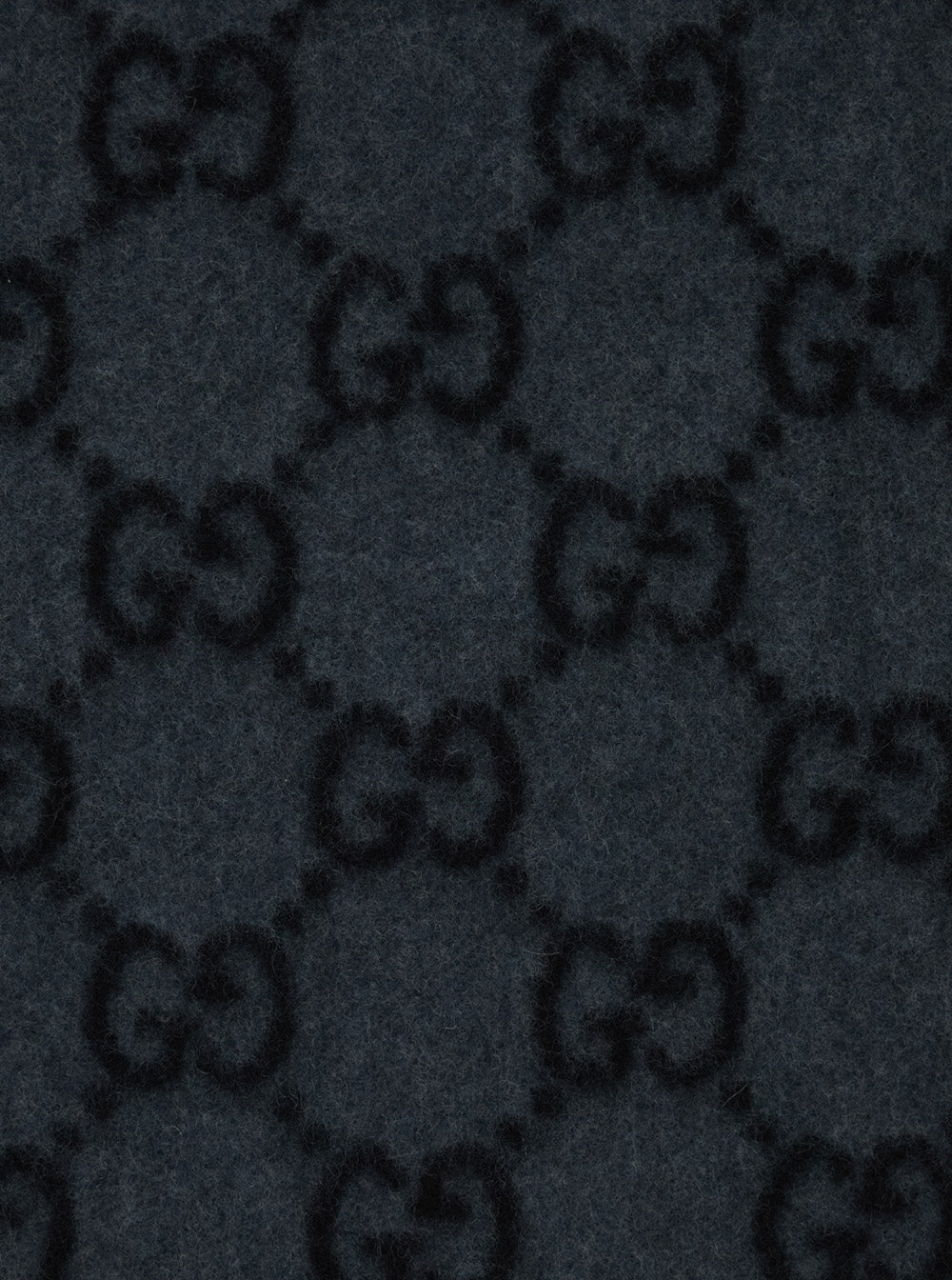 Gucci Men Fringed Edge Scarf With Gg Jacquard Motif In Gray Cashmere For Men GUCCI
