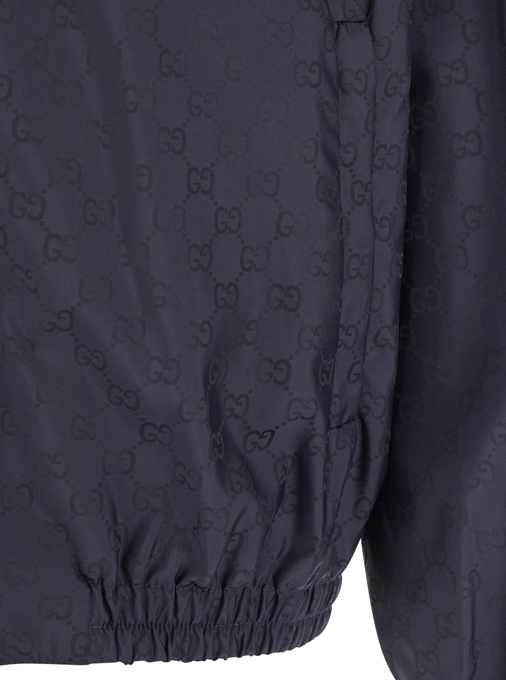 Gucci Men Blue Jacket With Fixed Hood And Gg All-Over Motif In Tech Fabric For Men GUCCI