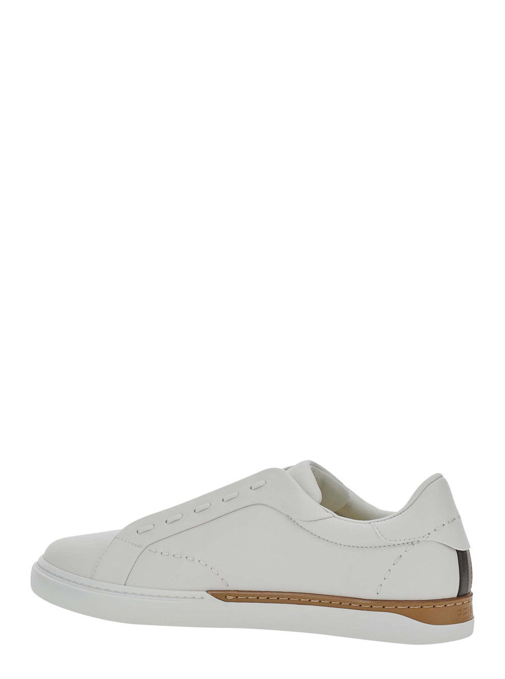 Fendi Men 'City' White Sneakers With Slip-On Design And Logo Lettering In Leather For Men